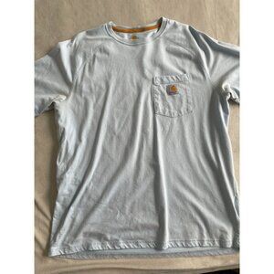 Carhartt Mens Relaxed Fit Light Blue Short Sleeve Pocket T-Shirt L